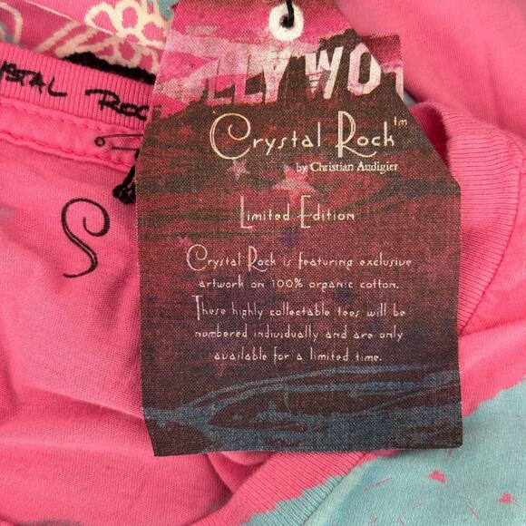 Christian Audigier Crystal Rock Y2K Shirt Womens Small Tokyo Sun Cherry Blossom - Picture 4 of 16